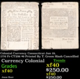Colonial Currency Connecticut Jun 19, 1776 Fr-CT206 $9 Printed By T. Green Slash Cancellled Grades x