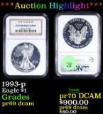 Proof ***Auction Highlight*** NGC 1993-p Silver Eagle Dollar $1 Graded pr69 dcam By NGC (fc)