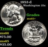 1953-d Washington Quarter 25c Grades GEM+ Unc