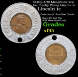 1946-p A-2Z Manufacturers Inc. Lucky Penny Lincoln 1c Lincoln Cent 1c Grades xf+