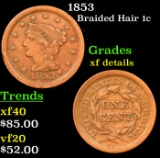 1853 Braided Hair Large Cent 1c Grades xf details