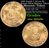 1988 Joseph C. Bryan III Bonnie Blink Masonic Token Grades Unc Details