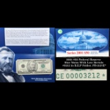 2001 $50 Federal Reserve Star Notes With Low Serials #3212 in B.E.P Folder. FR-2127E*