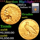 ***Auction Highlight*** 1915-s Gold Indian Eagle $10 Graded au55 By SEGS (fc)