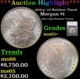 ***Auction Highlight*** 1878-p 7/8tf Rainbow Toned Morgan Dollar $1 Graded ms65+ By SEGS (fc)