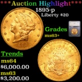***Auction Highlight*** 1895-p Gold Liberty Double Eagle $20 Graded ms63+ By SEGS (fc)