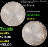 1972 Germany - Federal Republic 10 Mark KM-130 Grades Choice+ Unc