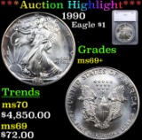 ***Auction Highlight*** 1990 Silver Eagle Dollar $1 Graded ms69+ By SEGS (fc)