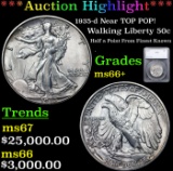 ***Auction Highlight*** 1935-d Walking Liberty Half Dollar Near TOP POP! 50c Graded ms66+ By SEGS