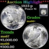 ***Auction Highlight*** 1923-p Peace Dollar $1 Graded ms66+ By SEGS (fc)