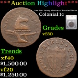 ***Auction Highlight*** 1788 New Jersey Colonial Cent Maris 67-v 'Brushed Mane' 1c Graded vf30 By SE