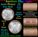 ***Auction Highlight*** Solid Uncirculated Peace silver dollar roll 1924 & P Ends, 20 coins (fc)