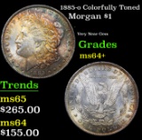1885-o Morgan Dollar Colorfully Toned $1 Grades Choice+ Unc
