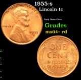 1955-s Lincoln Cent 1c Grades Choice+ Unc RD