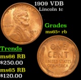 1909 VDB Lincoln Cent 1c Grades Gem+ Unc RB