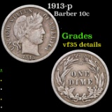 1913-p Barber Dime 10c Grades VF Details