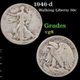 1946-d Walking Liberty Half Dollar 50c Grades vg, very good