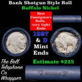 Buffalo Nickel Shotgun Roll in Old Bank Style 'Bell Telephone'  Wrapper 1927 & D Mint Ends