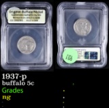 1937-p Buffalo Nickel 5c Graded ng By ICG