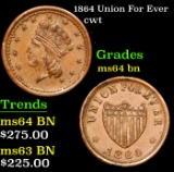1864 Union For Ever Civil War Token 1c Grades Choice Unc BN