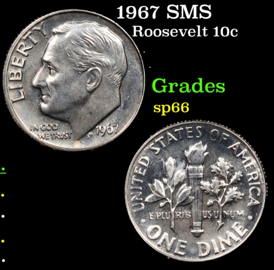 1967 SMS Roosevelt Dime 10c Grades sp66