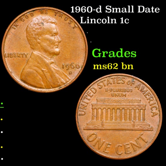 1960-d Small Date Lincoln Cent 1c Grades Select Unc BN