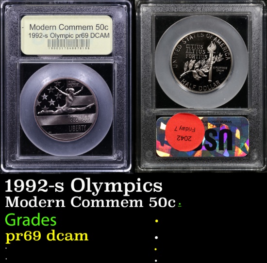 Proof 1992-s Olympics Modern Commem Half Dollar 50c Graded pr69 dcam BY USCG