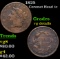 1825 Coronet Head Large Cent 1c Grades vg details