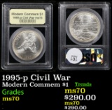 1995-p Civil War Modern Commem Dollar $1 Graded ms70 By USCG