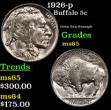 1926-p Buffalo Nickel 5c Grades GEM Unc