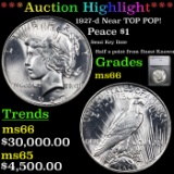 ***Auction Highlight*** 1927-d Peace Dollar $1 Graded ms66 By SEGS (fc)