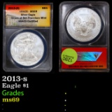 ANACS 2013-s Silver Eagle Dollar $1 Graded ms69 BY ANACS