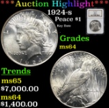 ***Auction Highlight*** NGC 1924-s Peace Dollar $1 Graded ms64 By NGC (fc)