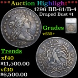 ***Auction Highlight*** 1796 Draped Bust Dollar BB-61/B-4 $1 Graded vf35+ By SEGS (fc)