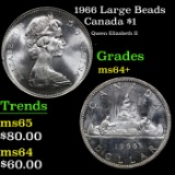 1966 Large Beads Canada Dollar $1 Grades Choice+ Unc