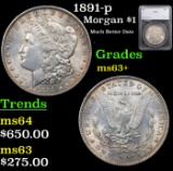 1891-p Morgan Dollar $1 Graded ms63+ By SEGS