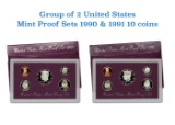 Group of 2 United States Mint Proof Sets 1990-1991 10 coins