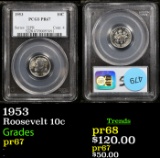 Proof PCGS 1953 Roosevelt Dime 10c Graded pr67 By PCGS