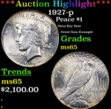 ***Auction Highlight*** 1927-p Peace Dollar $1 Grades GEM Unc (fc)