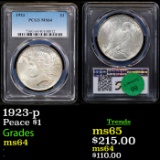 PCGS 1923-p Peace Dollar $1 Graded ms64 By PCGS