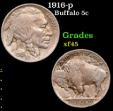 1916-p Buffalo Nickel 5c Grades xf+