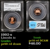 Proof PCGS 1992-s Lincoln Cent 1c Graded pr69 rd dcam By PCGS