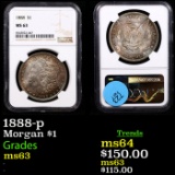 NGC 1888-p Morgan Dollar $1 Graded ms63 By NGC