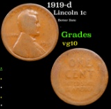 1919-d Lincoln Cent 1c Grades vg+