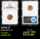 NGC 1958-d Lincoln Cent 1c Graded ms66 rd By NGC