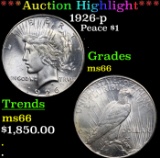 ***Auction Highlight*** 1926-p Peace Dollar $1 Grades GEM+ Unc (fc)