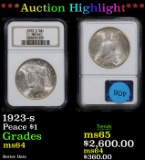 ***Auction Highlight*** NGC 1923-s Peace Dollar $1 Graded ms64 By NGC (fc)