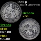 1856-p Seated Liberty Quarter 25c Grades vf++