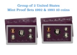 Group of 2 United States Mint Proof Sets 1992-1993 10 coins