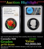 Proof ***Auction Highlight*** NGC 2011 Canada Silver $20 Tulip With LadyBug Murano Glass - Colorized